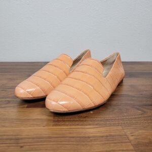 VERONICA BEARD Griffin Croc Embossed Leather Loafer Flats in Peony SIZE 8.5